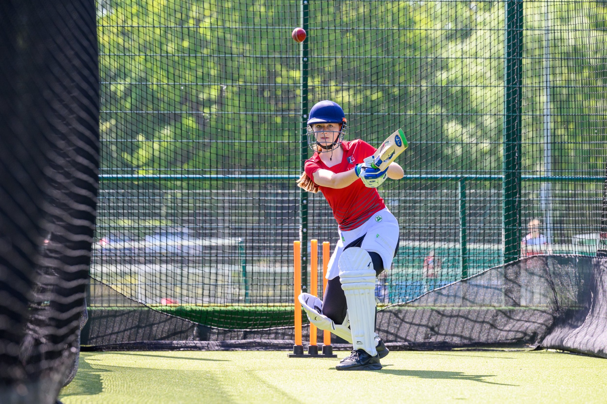 Lingfield student in the batting nets