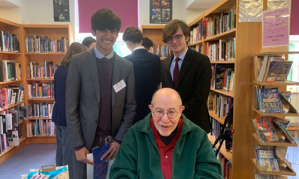 Simreth and Cormac with Mr Stern at Royal Russell ICJ